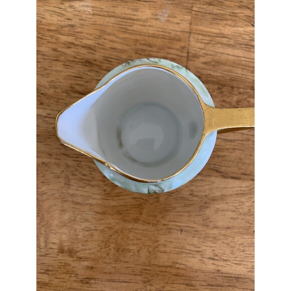 Vtg Weimar Cream & Sugar‎ Green Pink Roses Victorian - Made In Germany - Picture 7 of 10